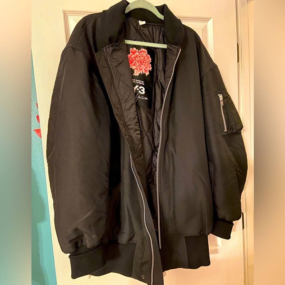 Y-3 Black Bomber Jacket with Quilted Lining